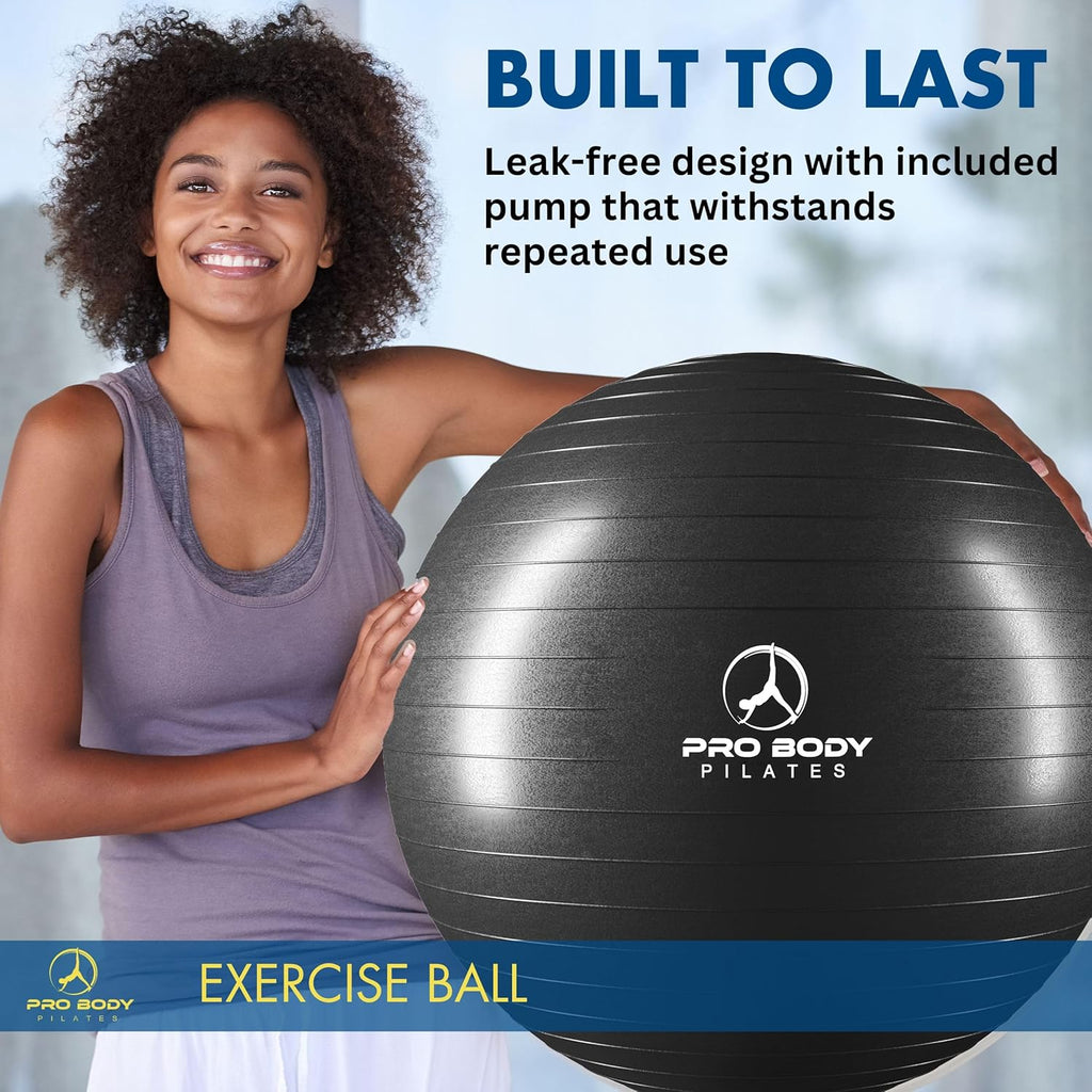 Yoga Ball - Gym Grade Exercise Ball | Sizes 45/55/65/75/85 Cm, 880 Lb Load, CA 10P Cert, PT & Prenatal Use, Recommended by Obs, Pump
