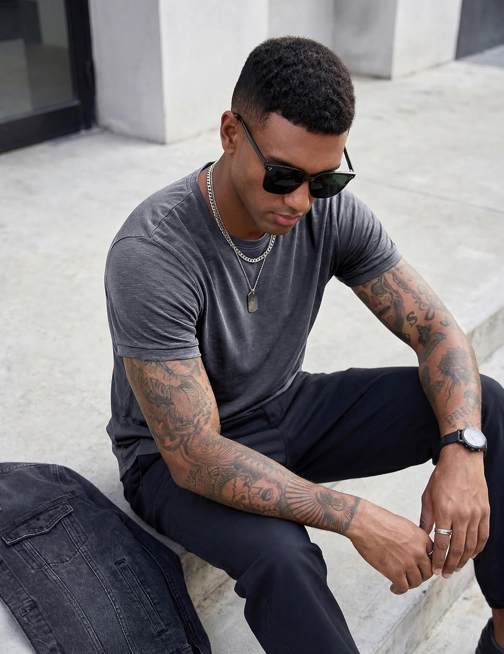 Fashion Mens Short Sleeve Muscle Gym Athletic Cotton Workout T Shirt | Slim Fits,Moisture Wicking，Breathable,Lightweight,Quick Dry,Running,Cycling,Hiking, Outdoor, Sport, Casual, Fishing
