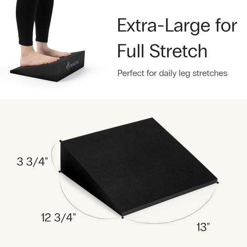 XL Foam Yoga Wedge Blocks, Black, Set of 2, 16.5° Incline, 13" × 12.75" × 3.75", for Yoga, Stretching, Squats & Physical Therapy