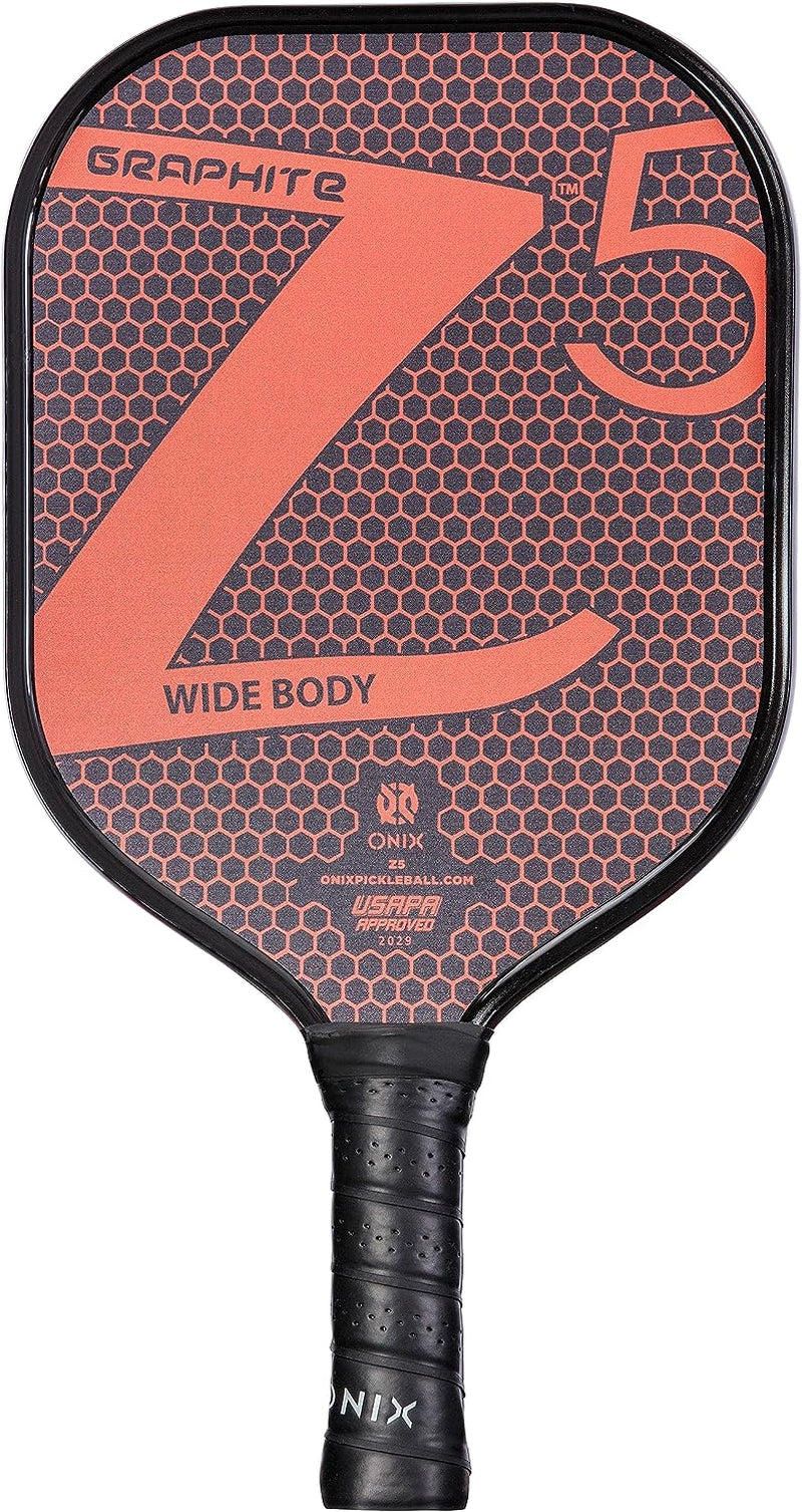 Graphite MOD Z5 Carbon Fiber Pickleball Paddle with Wide-Body Shape. Honeycomb Core, Graphite Face & Cushion Comfort Pickleball Paddle Grip