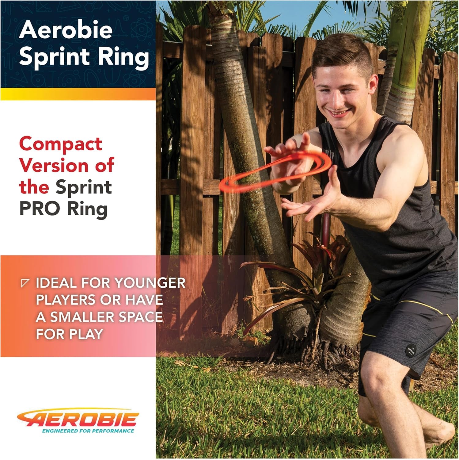Sprint Ring High Speed Outdoor Flying Ring Disc for Ages 5+ | Lightweight Aerodynamic Center Enables Smooth, High Flying Play and Comfortable Catches; Durable Travel Size Flying Ring