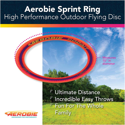 Sprint Ring High Speed Outdoor Flying Ring Disc for Ages 5+ | Lightweight Aerodynamic Center Enables Smooth, High Flying Play and Comfortable Catches; Durable Travel Size Flying Ring