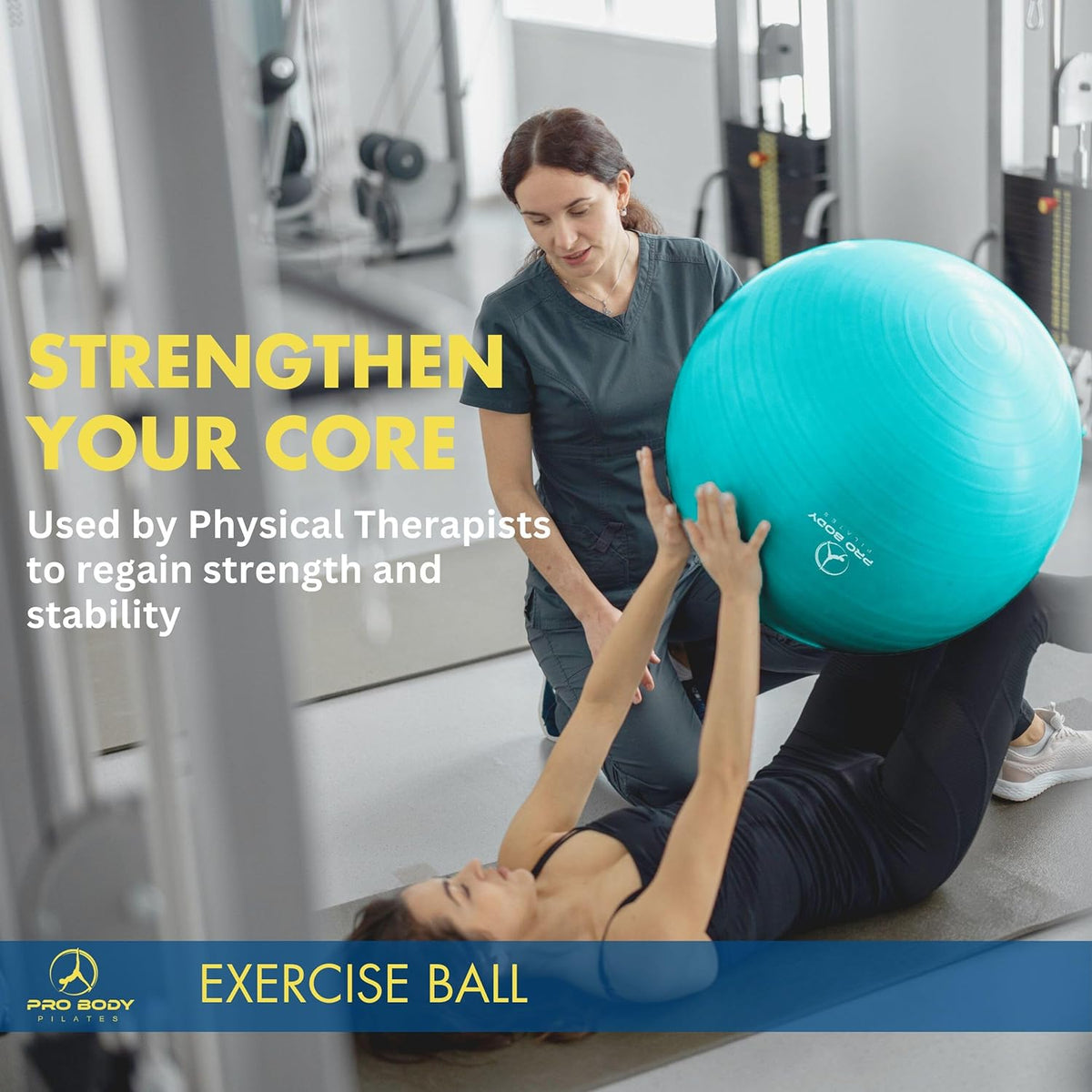 Yoga Ball - Gym Grade Exercise Ball | Sizes 45/55/65/75/85 Cm, 880 Lb Load, CA 10P Cert, PT & Prenatal Use, Recommended by Obs, Pump