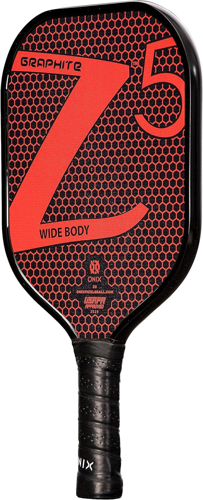 Graphite MOD Z5 Carbon Fiber Pickleball Paddle with Wide-Body Shape. Honeycomb Core, Graphite Face & Cushion Comfort Pickleball Paddle Grip