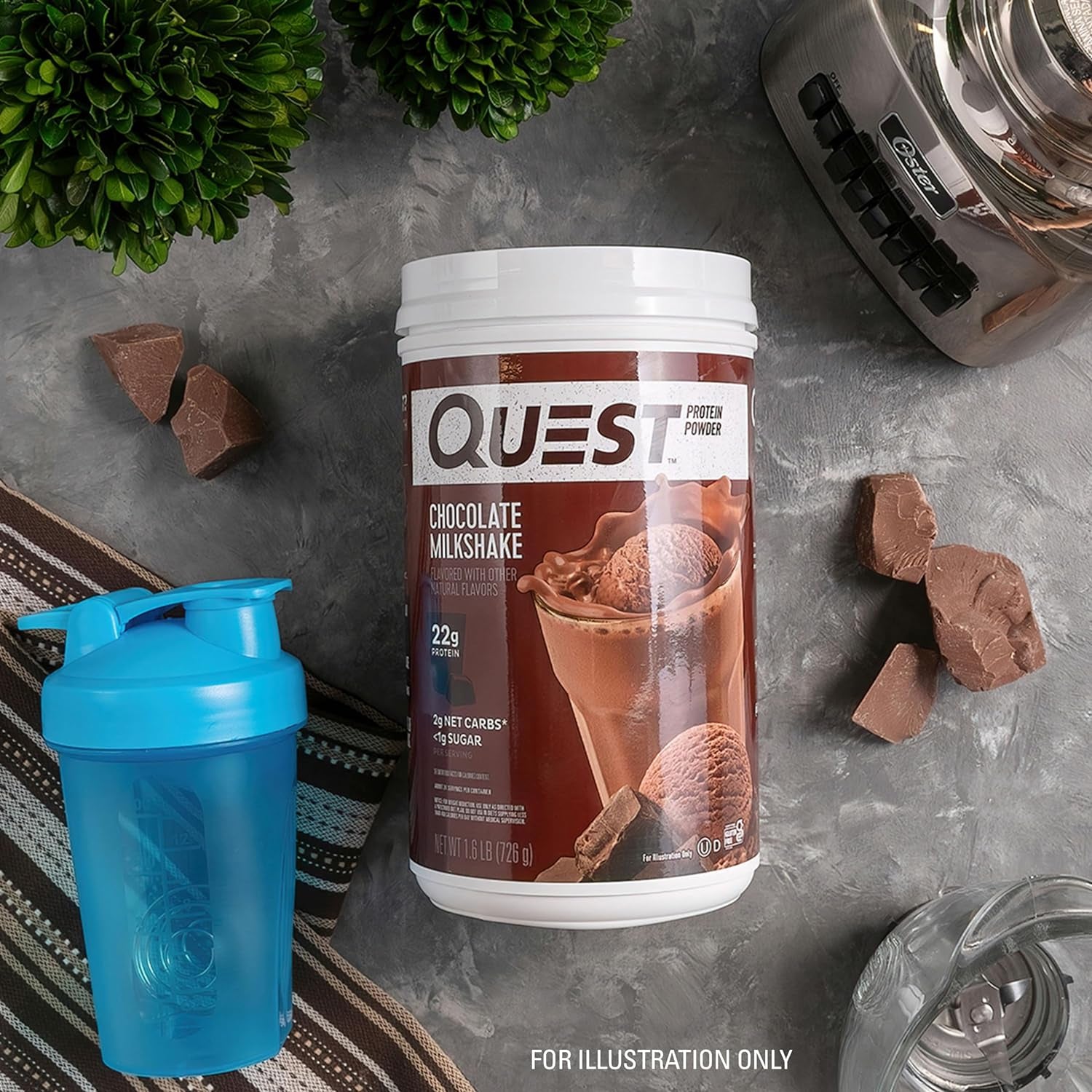 Nutrition Chocolate Milkshake Protein Powder, 22G Protein, 2G Net Carbs, 1G Sugar, Low Carb, Gluten Free, 1.6 Pound, 24 Servings