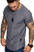 Fashion Mens Short Sleeve Muscle Gym Athletic Cotton Workout T Shirt | Slim Fits,Moisture Wicking，Breathable,Lightweight,Quick Dry,Running,Cycling,Hiking, Outdoor, Sport, Casual, Fishing