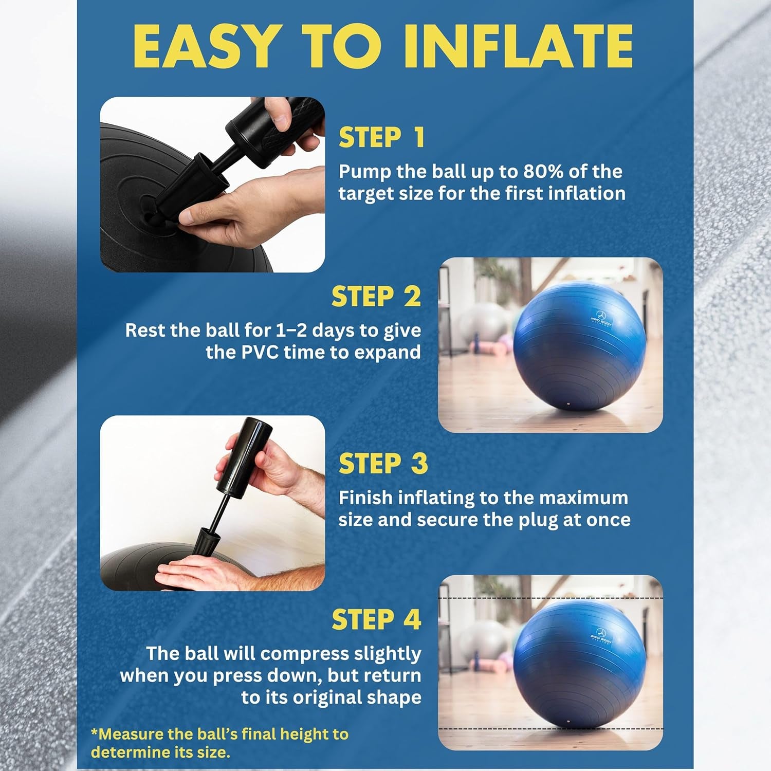 Yoga Ball - Gym Grade Exercise Ball | Sizes 45/55/65/75/85 Cm, 880 Lb Load, CA 10P Cert, PT & Prenatal Use, Recommended by Obs, Pump