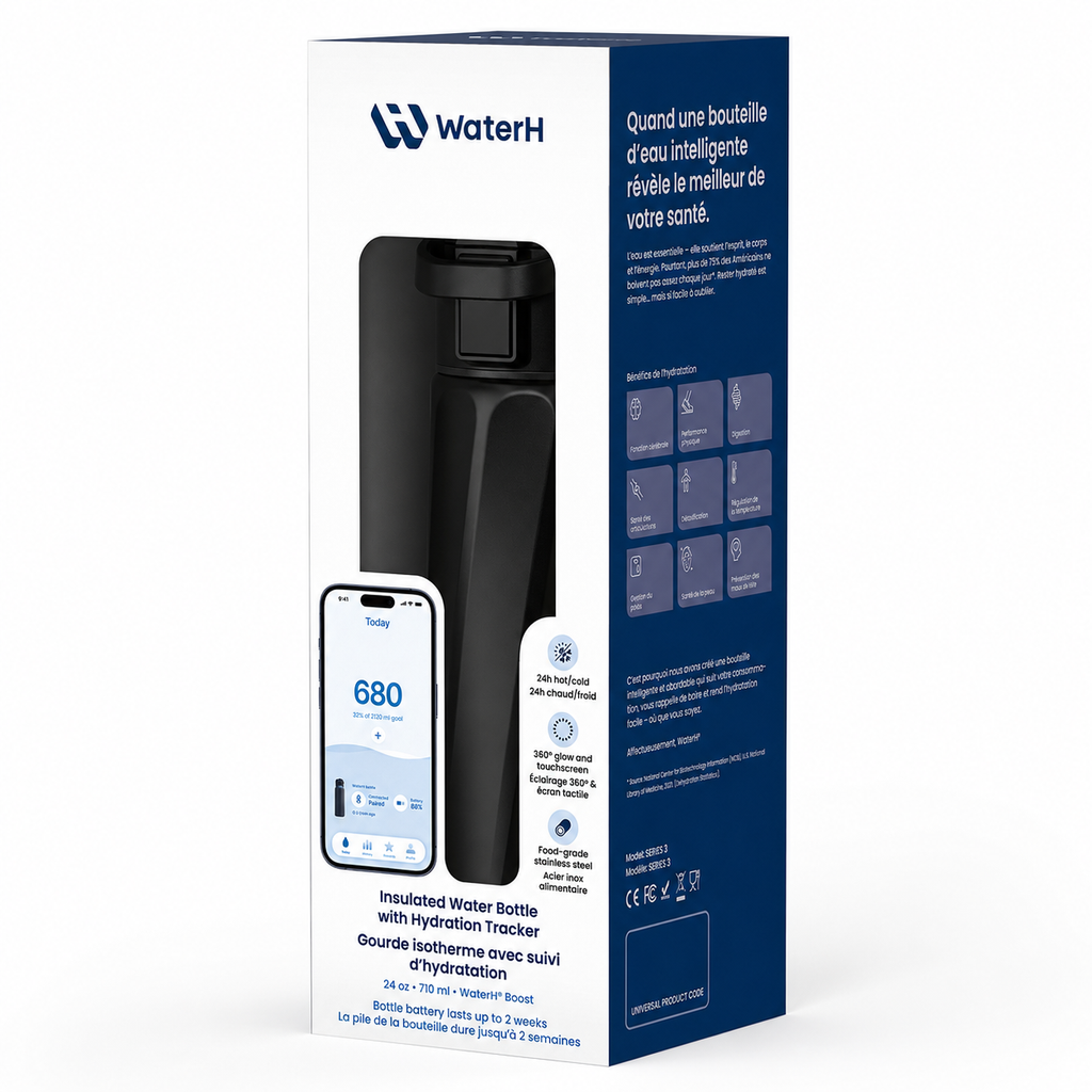 24oz Smart Hydration Tracking Water Bottle - Black