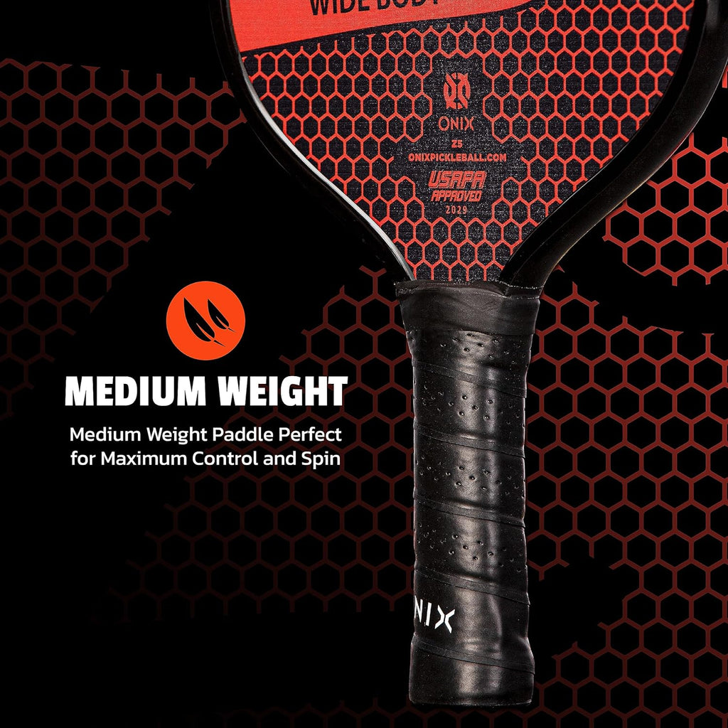 Graphite MOD Z5 Carbon Fiber Pickleball Paddle with Wide-Body Shape. Honeycomb Core, Graphite Face & Cushion Comfort Pickleball Paddle Grip