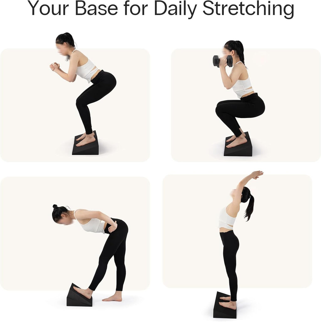 XL Foam Yoga Wedge Blocks, Black, Set of 2, 16.5° Incline, 13" × 12.75" × 3.75", for Yoga, Stretching, Squats & Physical Therapy
