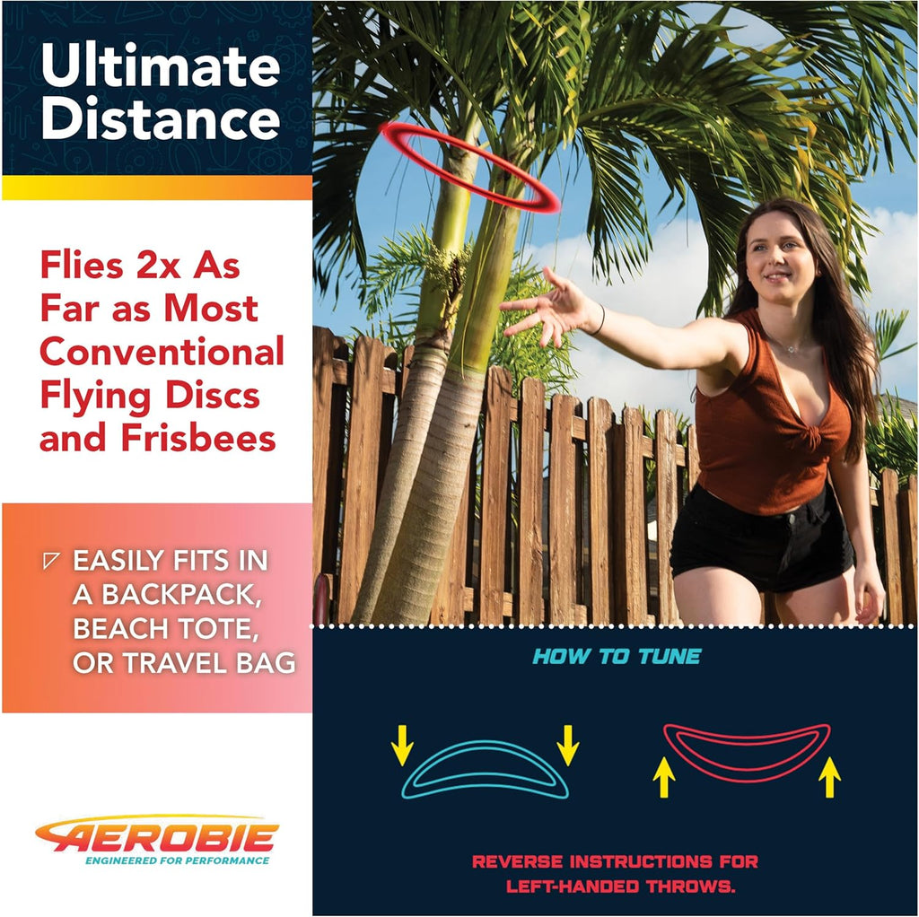 Sprint Ring High Speed Outdoor Flying Ring Disc for Ages 5+ | Lightweight Aerodynamic Center Enables Smooth, High Flying Play and Comfortable Catches; Durable Travel Size Flying Ring