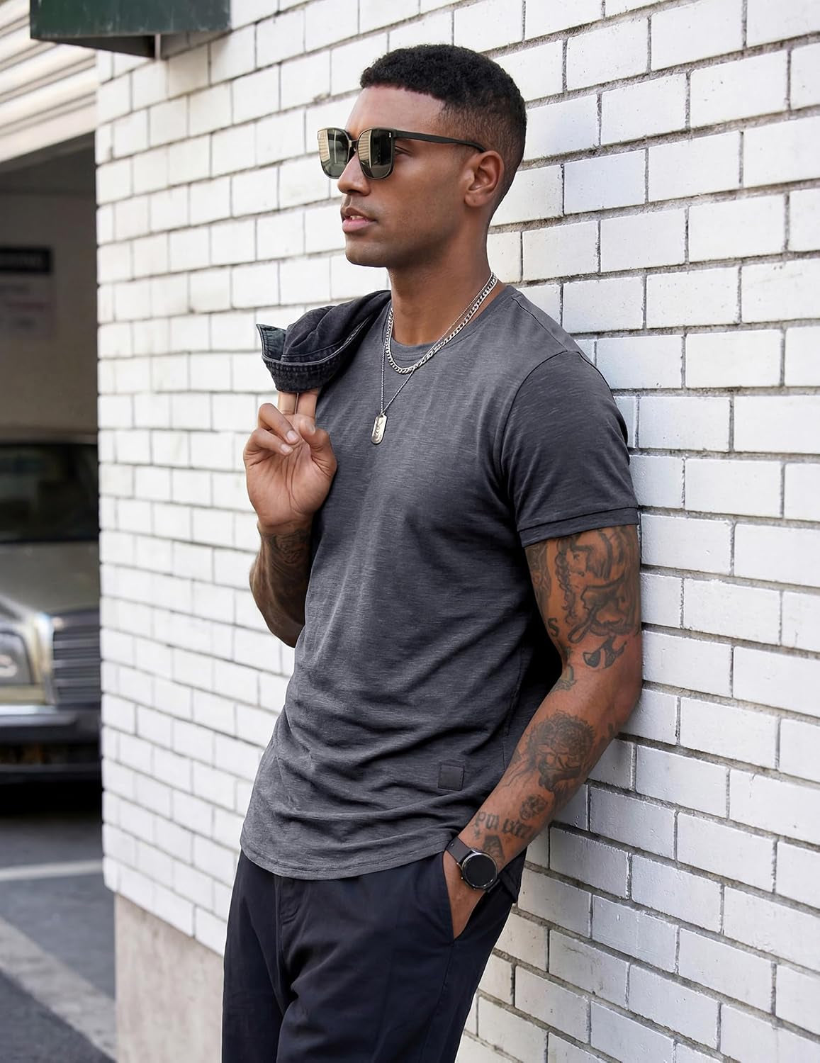 Fashion Mens Short Sleeve Muscle Gym Athletic Cotton Workout T Shirt | Slim Fits,Moisture Wicking，Breathable,Lightweight,Quick Dry,Running,Cycling,Hiking, Outdoor, Sport, Casual, Fishing